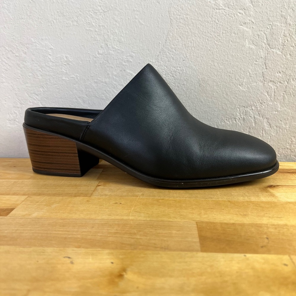 Naot Mules Black Leather Women Size 41 / 10 Stacked Heel Slip On Shoes